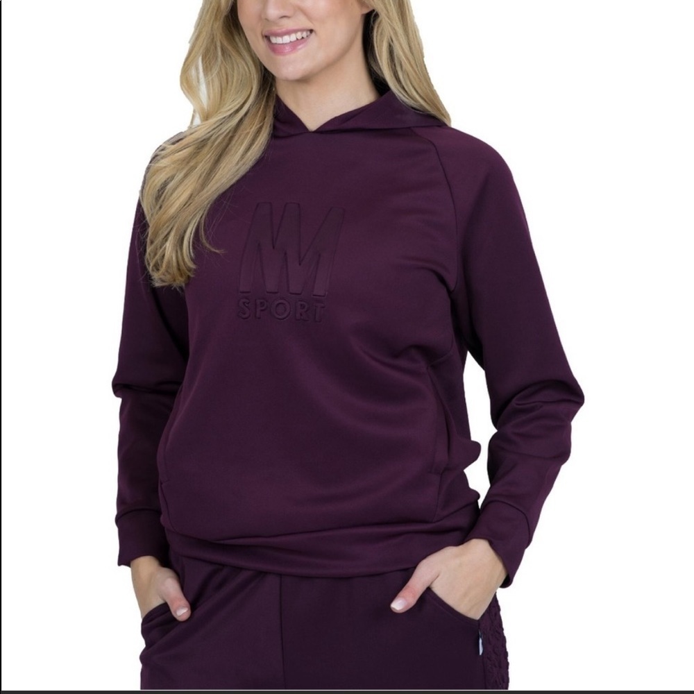 Nicole Miller Sport Women’s Scuba Activewear Purple Pullover Hoodie Medium